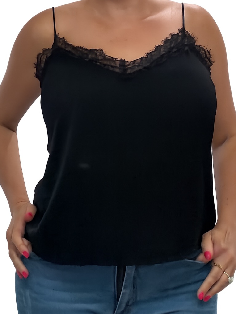 Banana Republic Black Lace-Trim Spaghetti Strap Camisole NWT